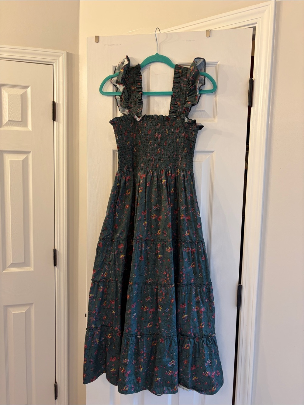 Hill House Green Floral Tiered Midi Dress - Picture 4 of 4